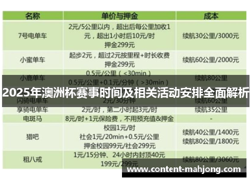 2025年澳洲杯赛事时间及相关活动安排全面解析